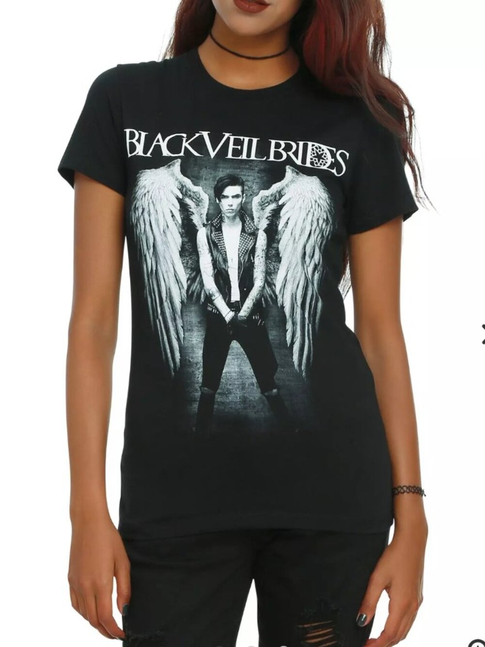 Black Veil Brides Andy Biersack Angel Wings T Shirt. Junior Large